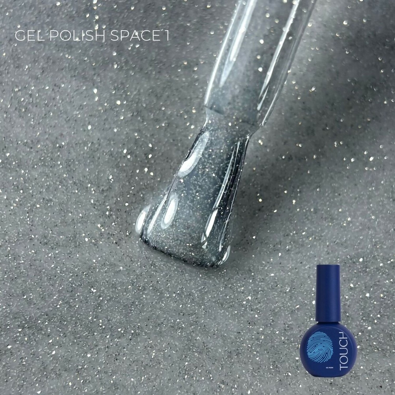 TOUCH Space gél lakk 9 ml No.01 – ezüstfehér, fényvisszaverő csillámmal