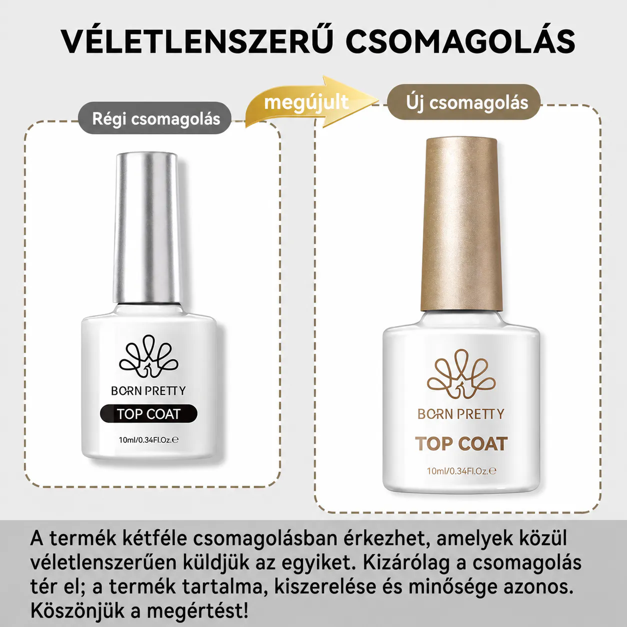 BORN PRETTY Super Top Coat régi és megújult csomagolása