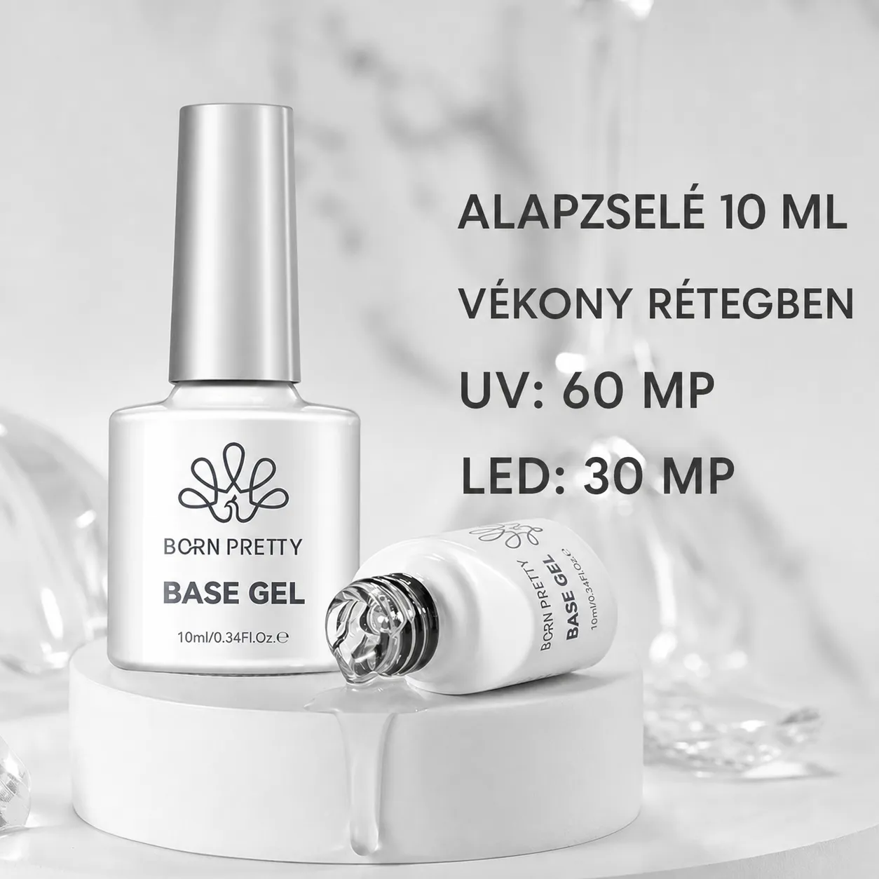 BORN PRETTY Base Gel 10 ml UV és LED kötési ideje magyarul