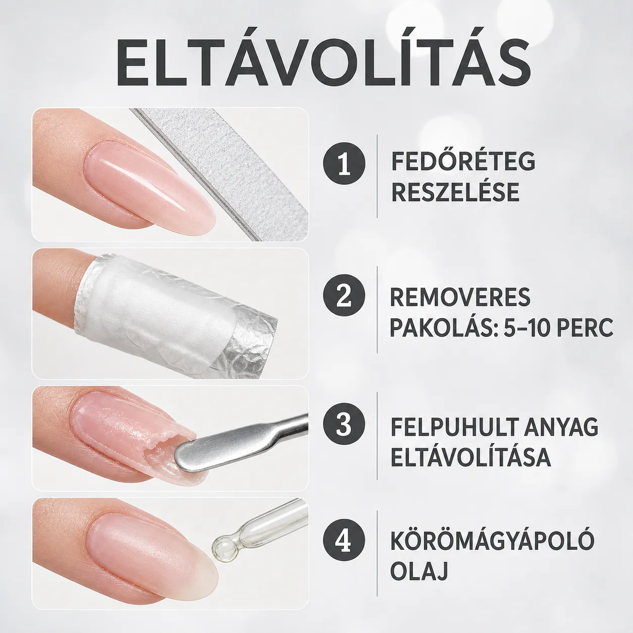 BORN PRETTY Base Gel eltávolítása négy lépésben magyarul