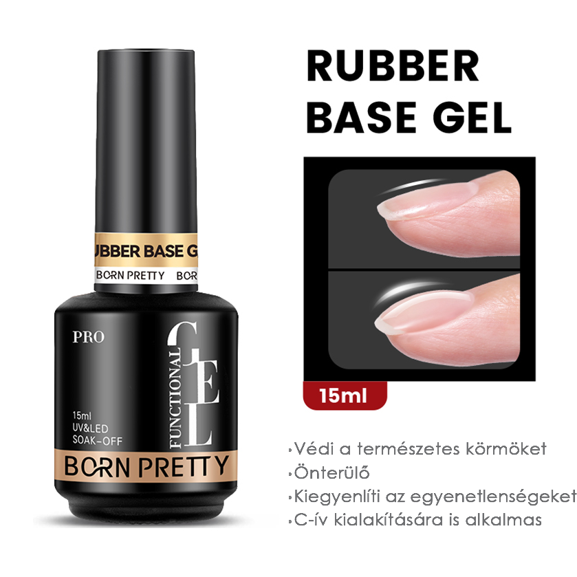 Born Pretty PRO - Rubber Base Gel 15 ml - Rugalmas, sűrű állagú alapzselé