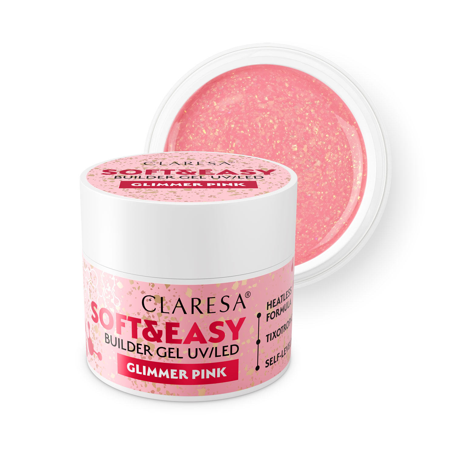 CLARESA Soft&Easy Builder Gél 12g - Glimmer Pink