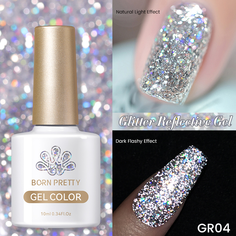 Born Pretty UV/LED gél lakk 10 ml - Fantasy Reflective Glitter GR04