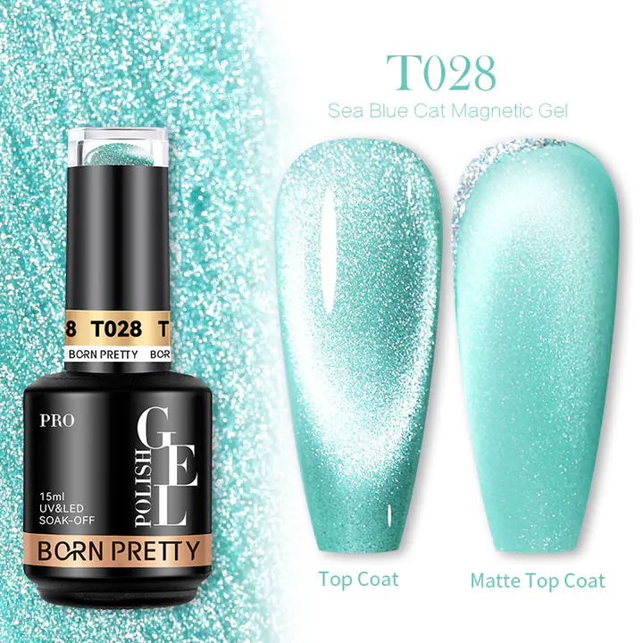 BORN PRETTY PRO UV/LED gél lakk 15 ml - T028 - Sea Blue Cat Magnetic