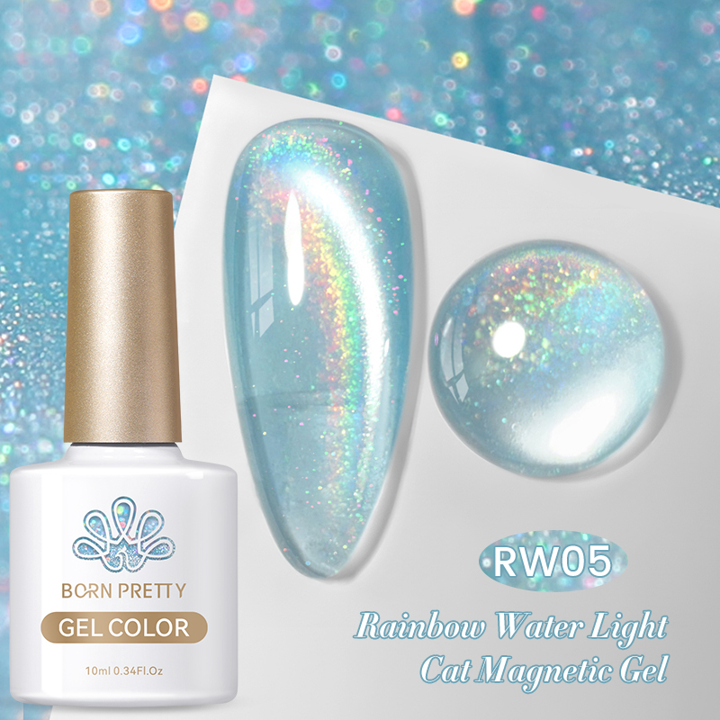 BORN PRETTY Rainbow Water Light Cat Magnetic UV/LED gél lakk 10 ml - RW05