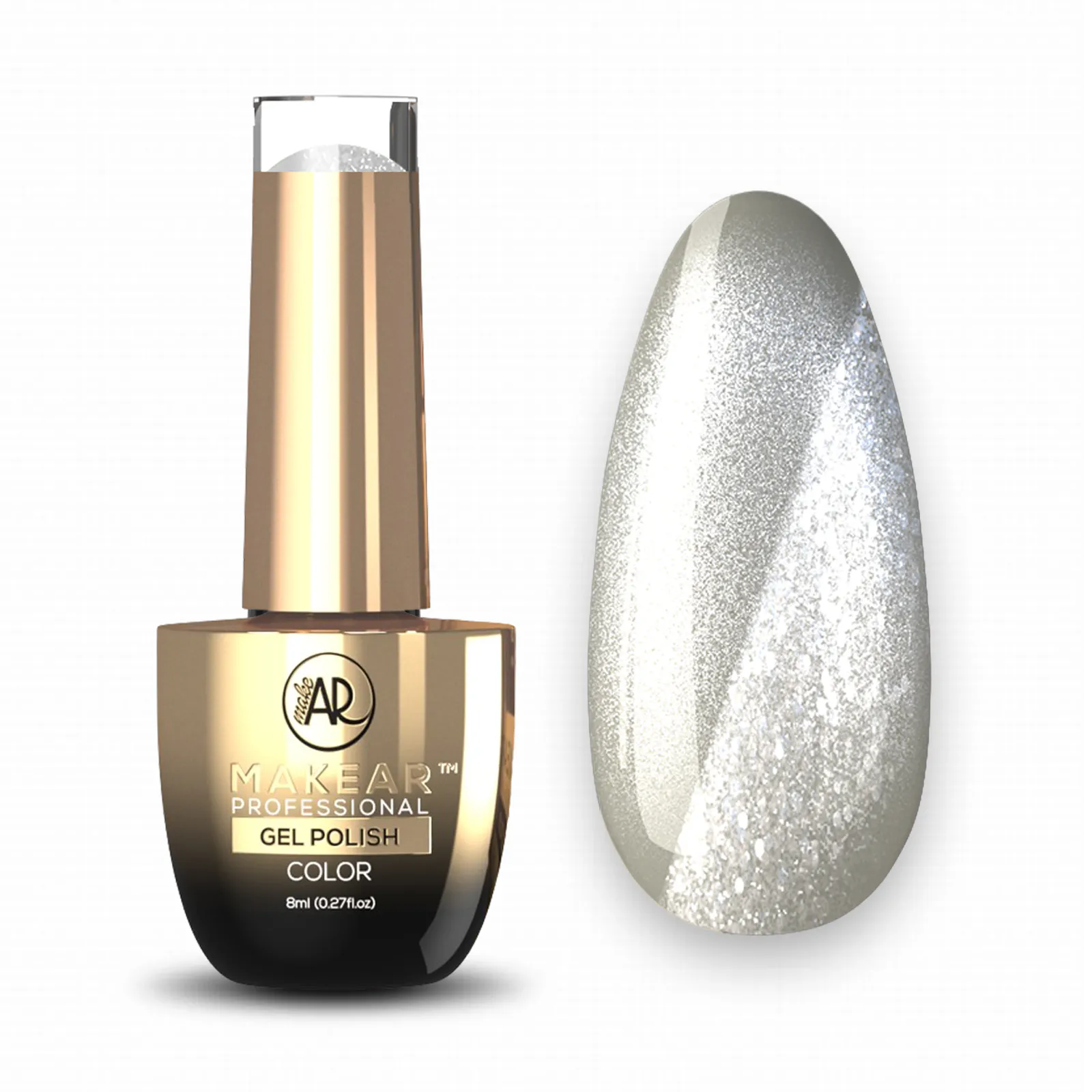 MAKEAR Moonlight Disco Gel Polish 8ml No.MCL03 Silver Purr - Midnight Meow Collection
