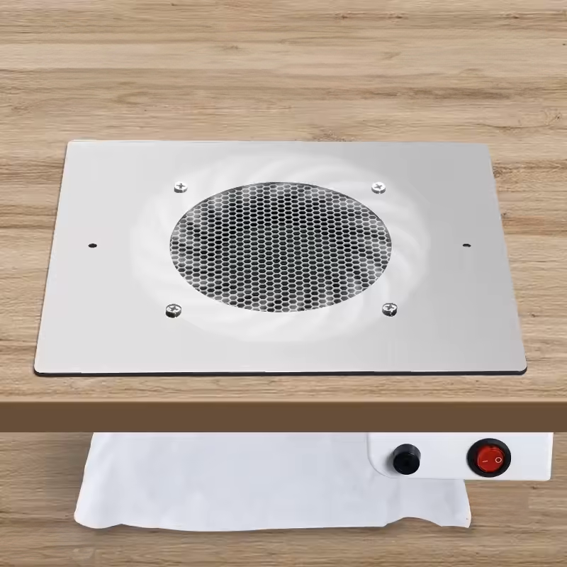 Asztalba beépíthető porelszívó 60W   *A védőrács síkban van az asztallal