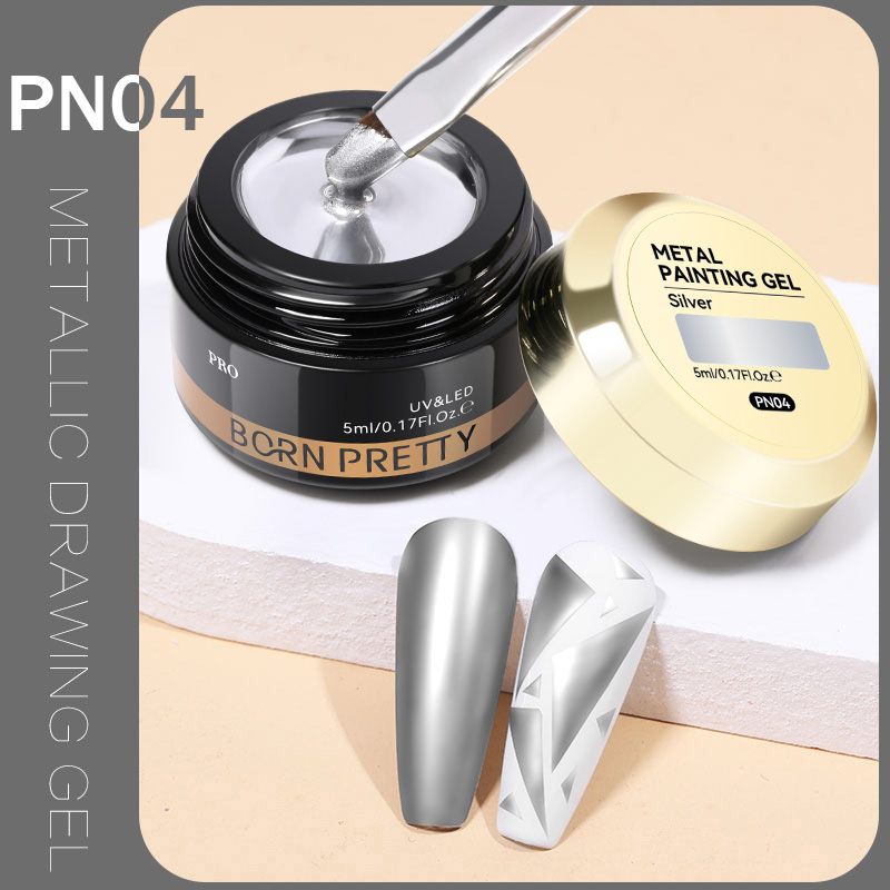BORN PRETTY PRO Painting Gel 5 ml - PN04 - Metallic Silver