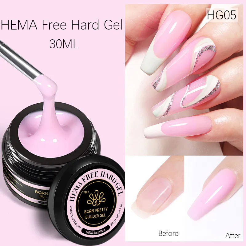 BORN PRETTY PRO Hard Gel építőzselé 30 ml - HG05 - Baby Pink