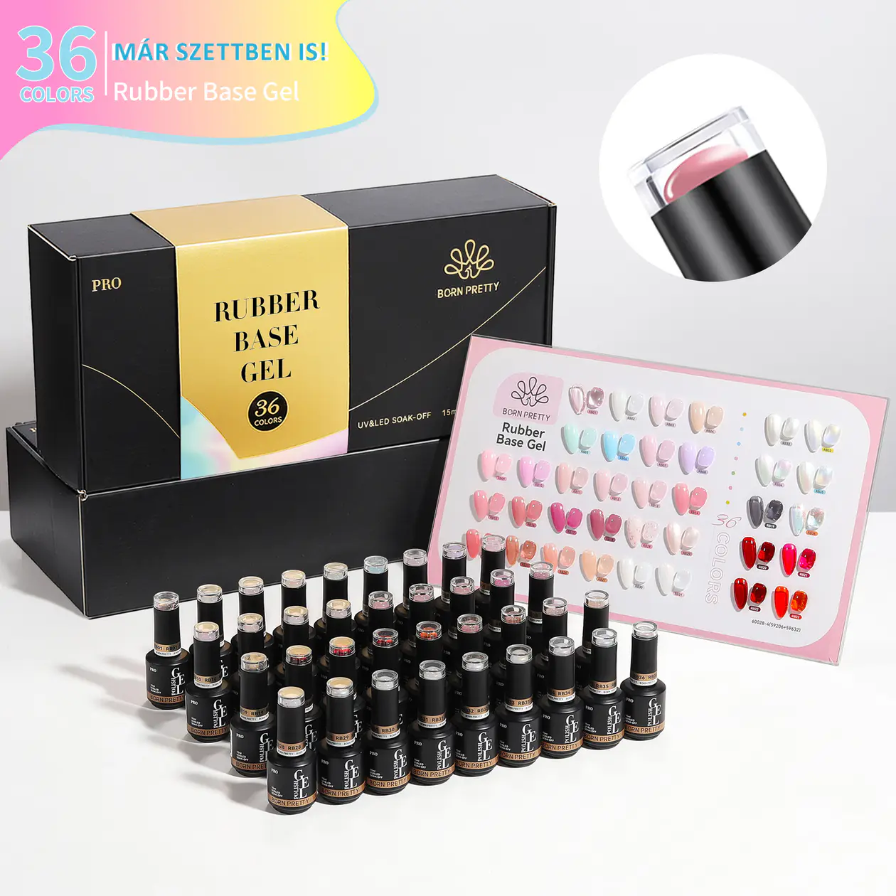 BORN PRETTY PRO Rubber Base Gél szett - 36 db + paletta