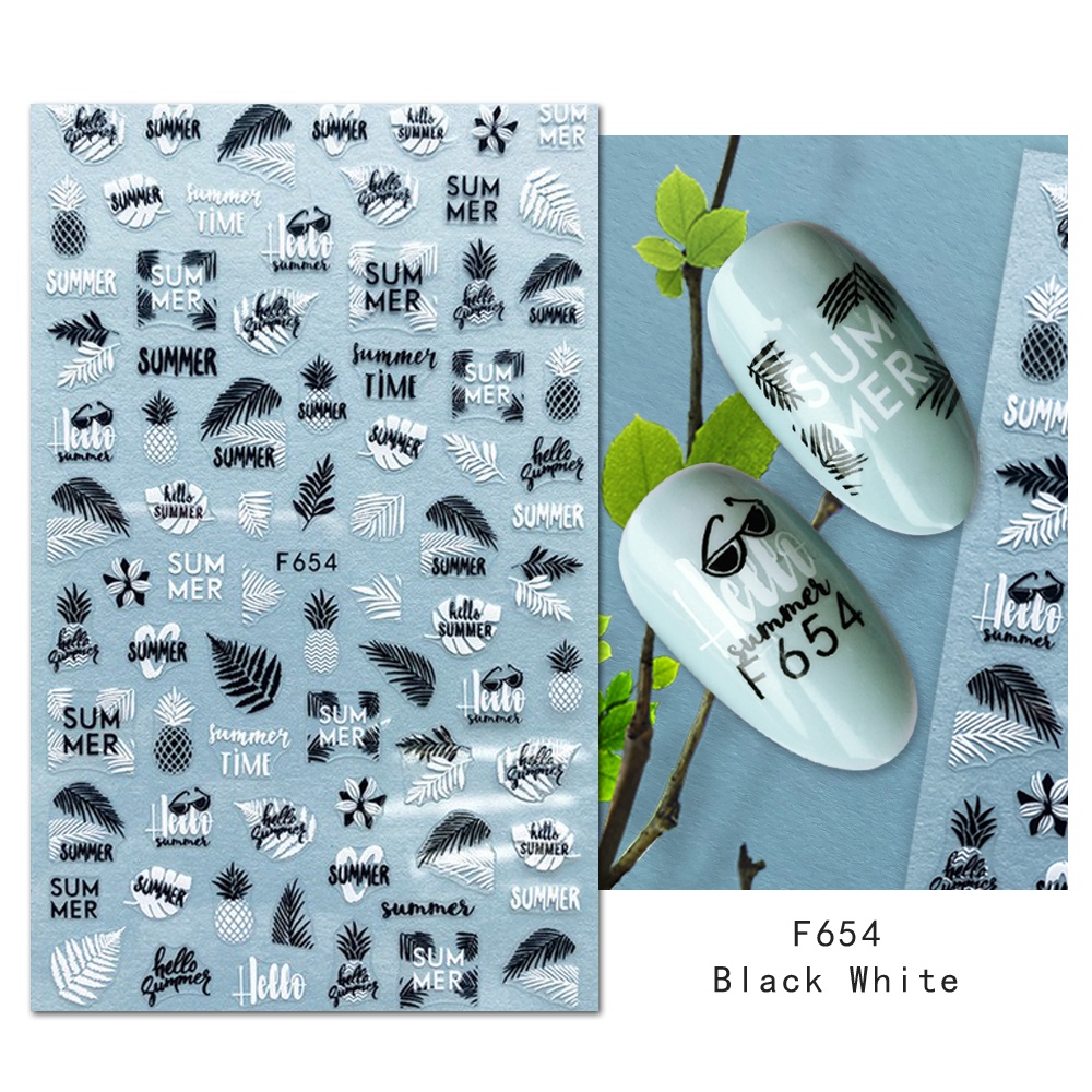 Köröm matrica 3D-s No.F654 Black&White-112