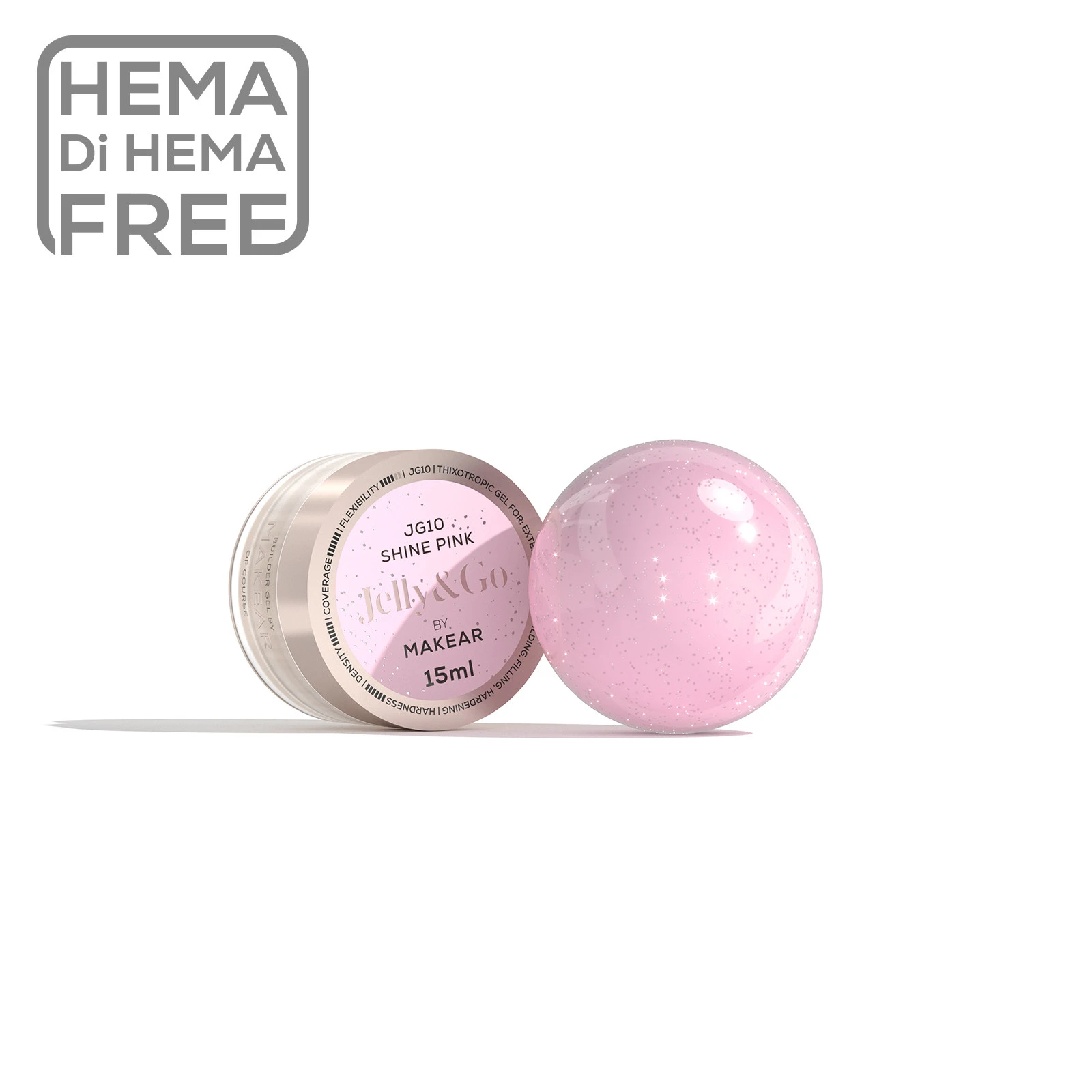 MAKEAR JELLY&GO Builder Gél 15ml No.JG10 - Shine Pink