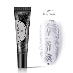 BORN PRETTY 2in1 nyomda és festőzselé 8 ml - FW11 Silver Flower