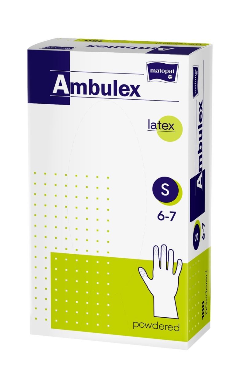 Ambulex Púderes Latex gumikesztyű - S méret 100 db