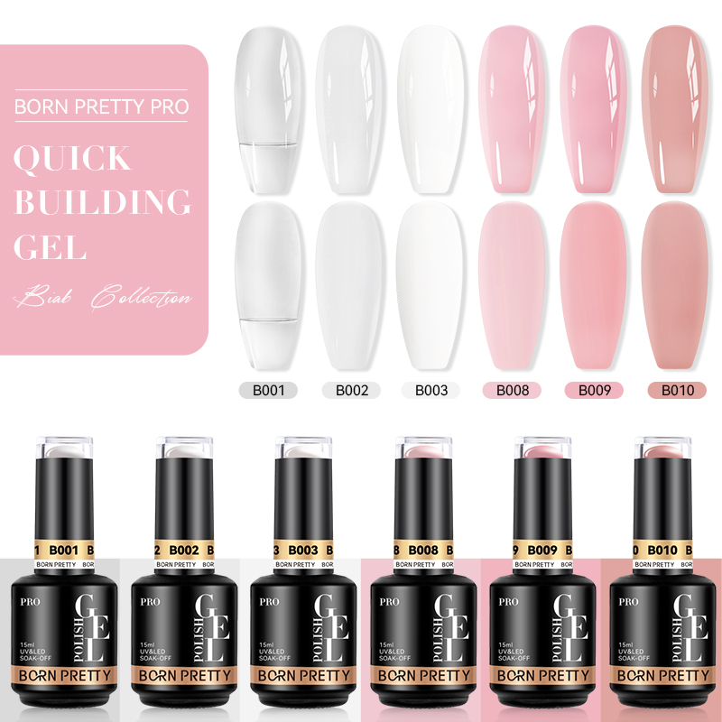 Born Pretty PRO - Quick Building Gél szett - 6x15 ml (B001, B002, B003, B008, B009, B010)