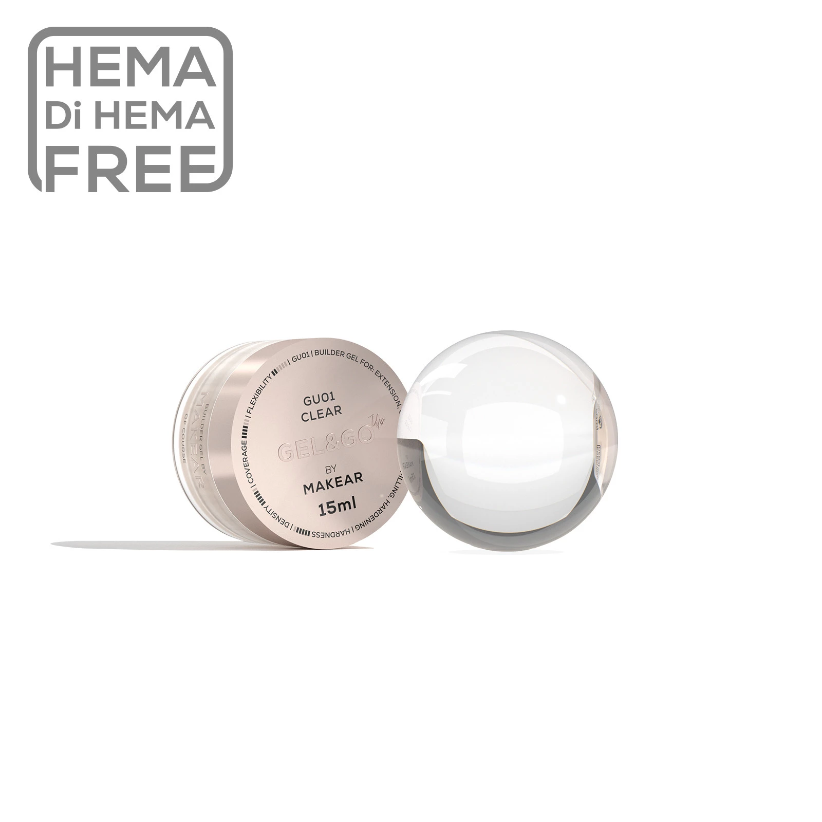MAKEAR Gel&Go UP Builder Gél 15 ml - GU01 - Clear