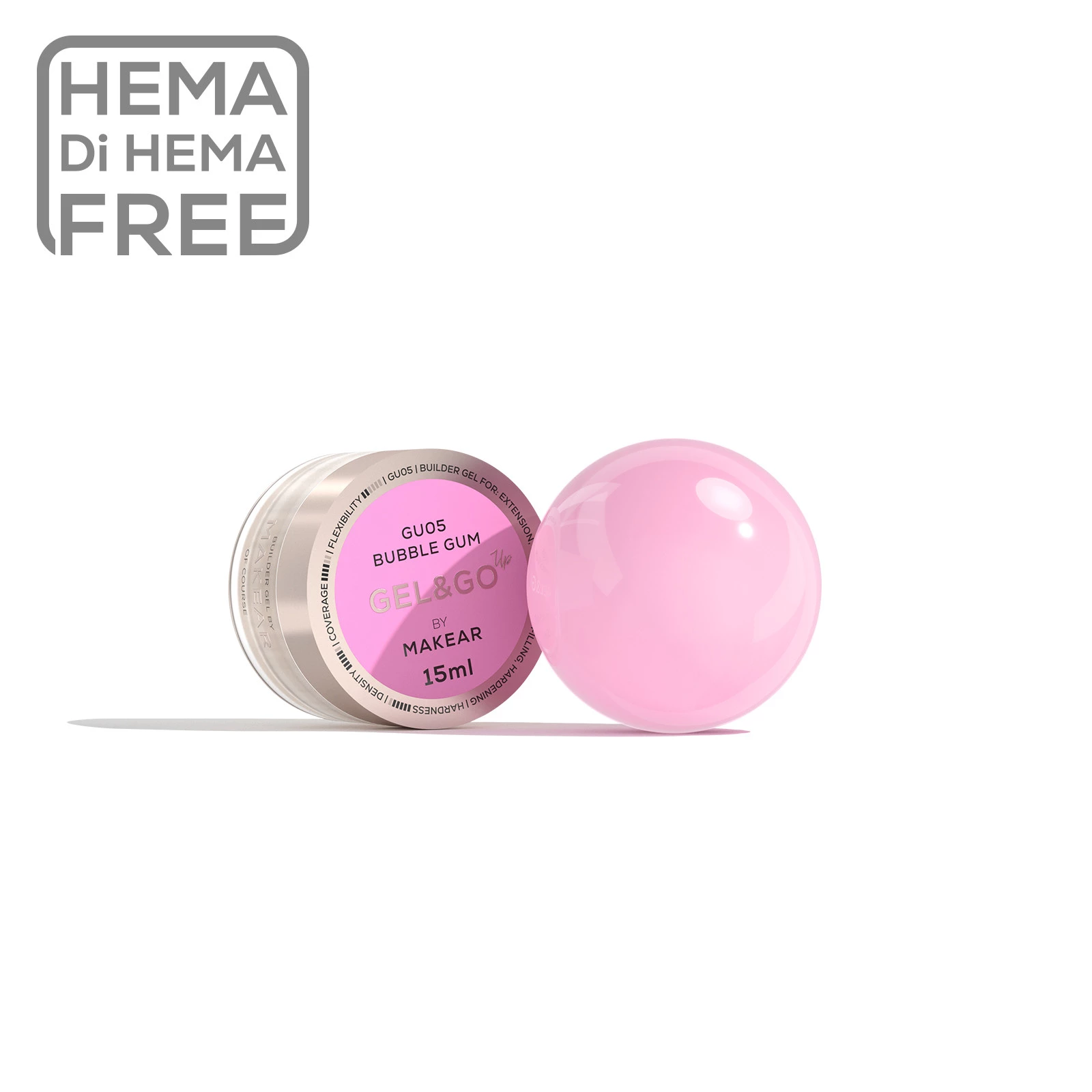 MAKEAR Gel&Go UP Builder Gél 15 ml - GU05 - Bubble Gum