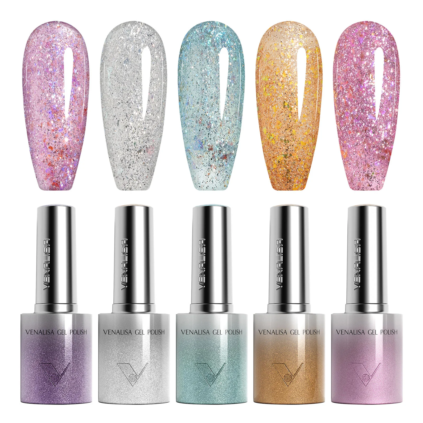 Venalisa 5 db-os UV/LED Glitter gél lakk szett - 5x10 ml - GC05
