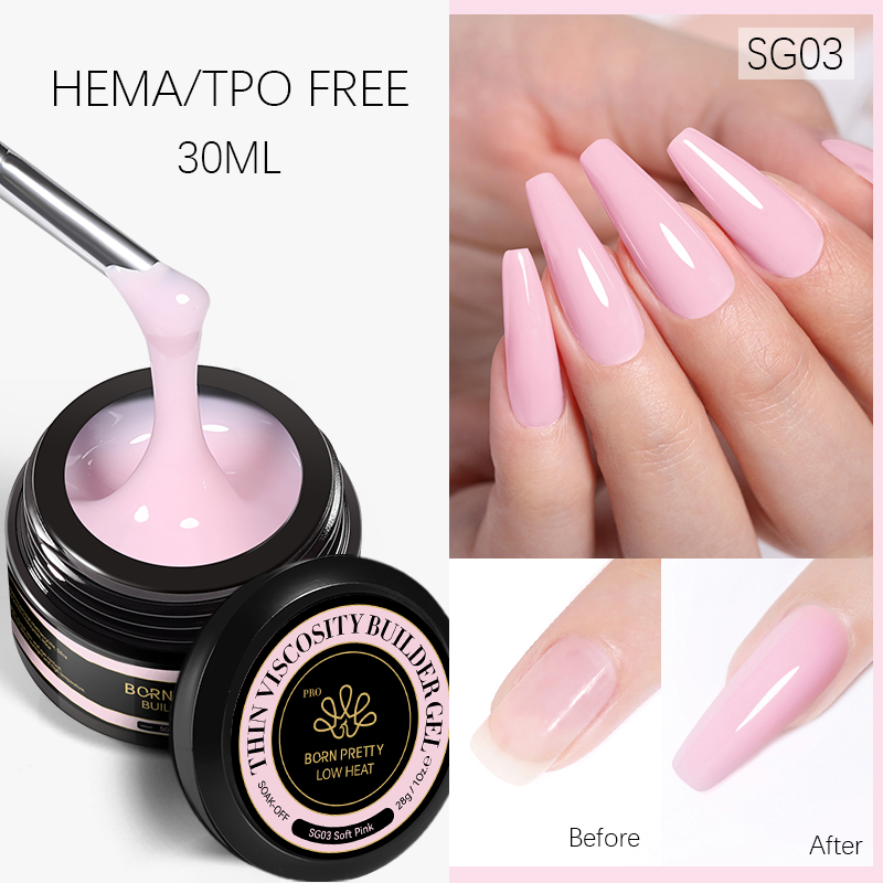 BORN PRETTY PRO Soft Gel építőzselé 30 ml - SG03 - Soft Pink
