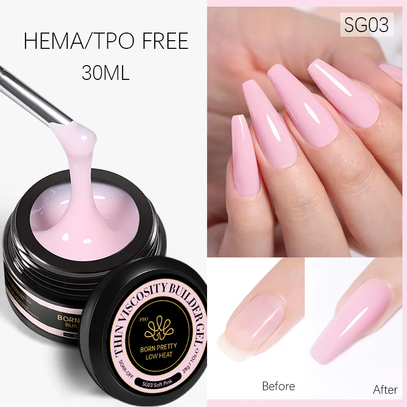 BORN PRETTY PRO Soft Gel építőzselé 30 ml - SG03 - Soft Pink