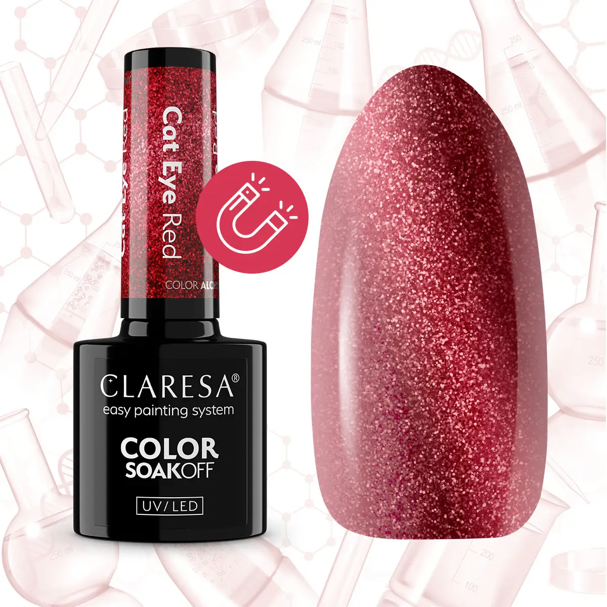 CLARESA UV/LED gél lakk 5g - CAT EYE RED