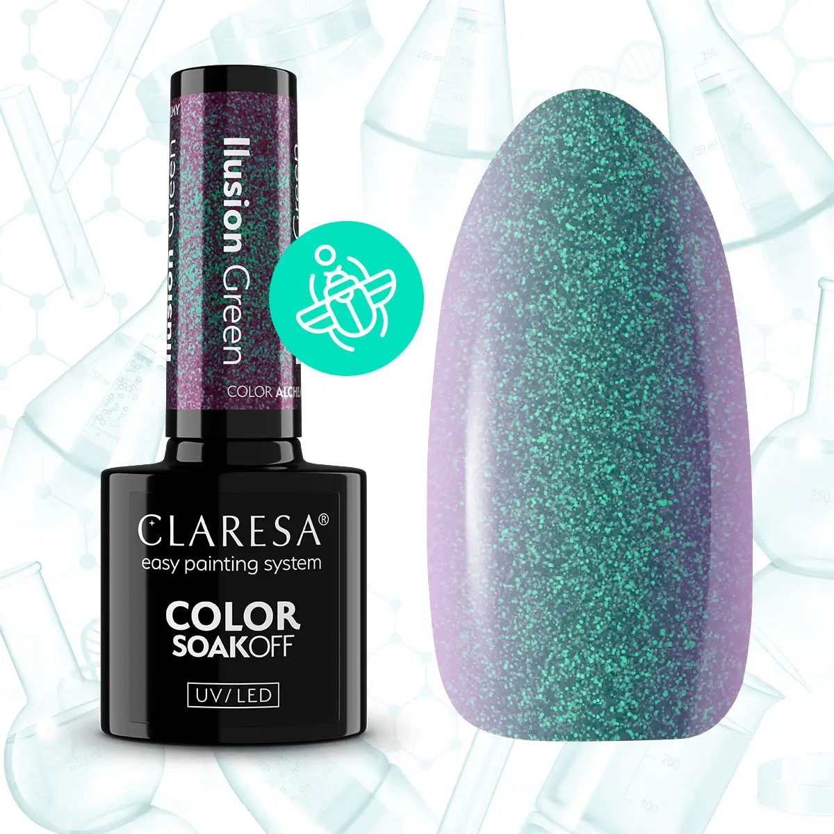 CLARESA UV/LED gél lakk 5g - ILUSION GREEN