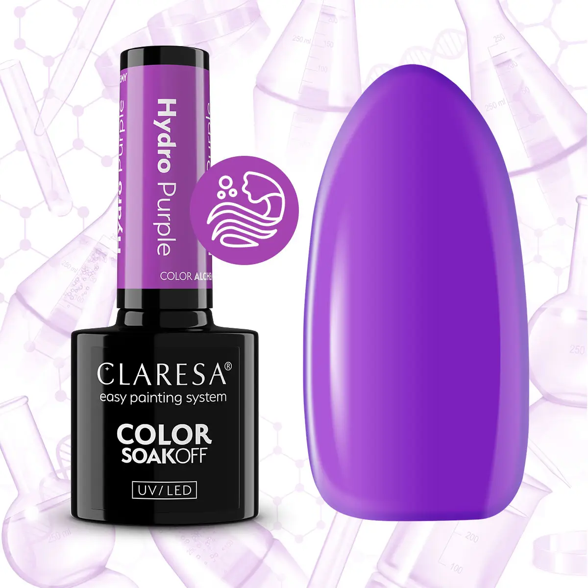 CLARESA UV/LED gél lakk 5g - HYDRO PURPLE (üveghatású)