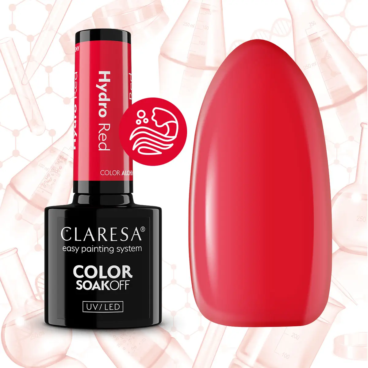 CLARESA UV/LED gél lakk 5g - HYDRO RED (üveghatású)