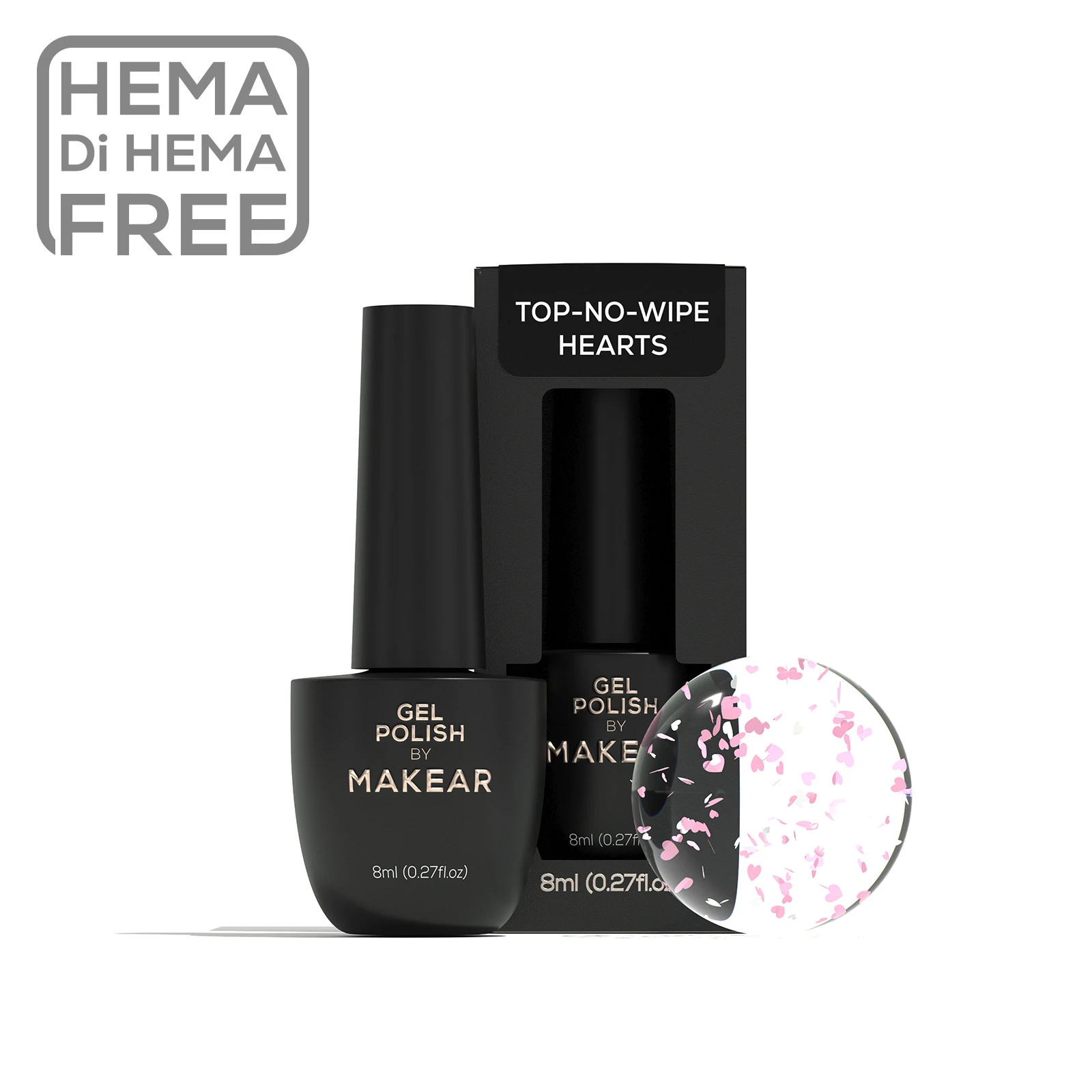 MAKEAR No Wipe Top 8 ml - Hearts - Szivecskés Top