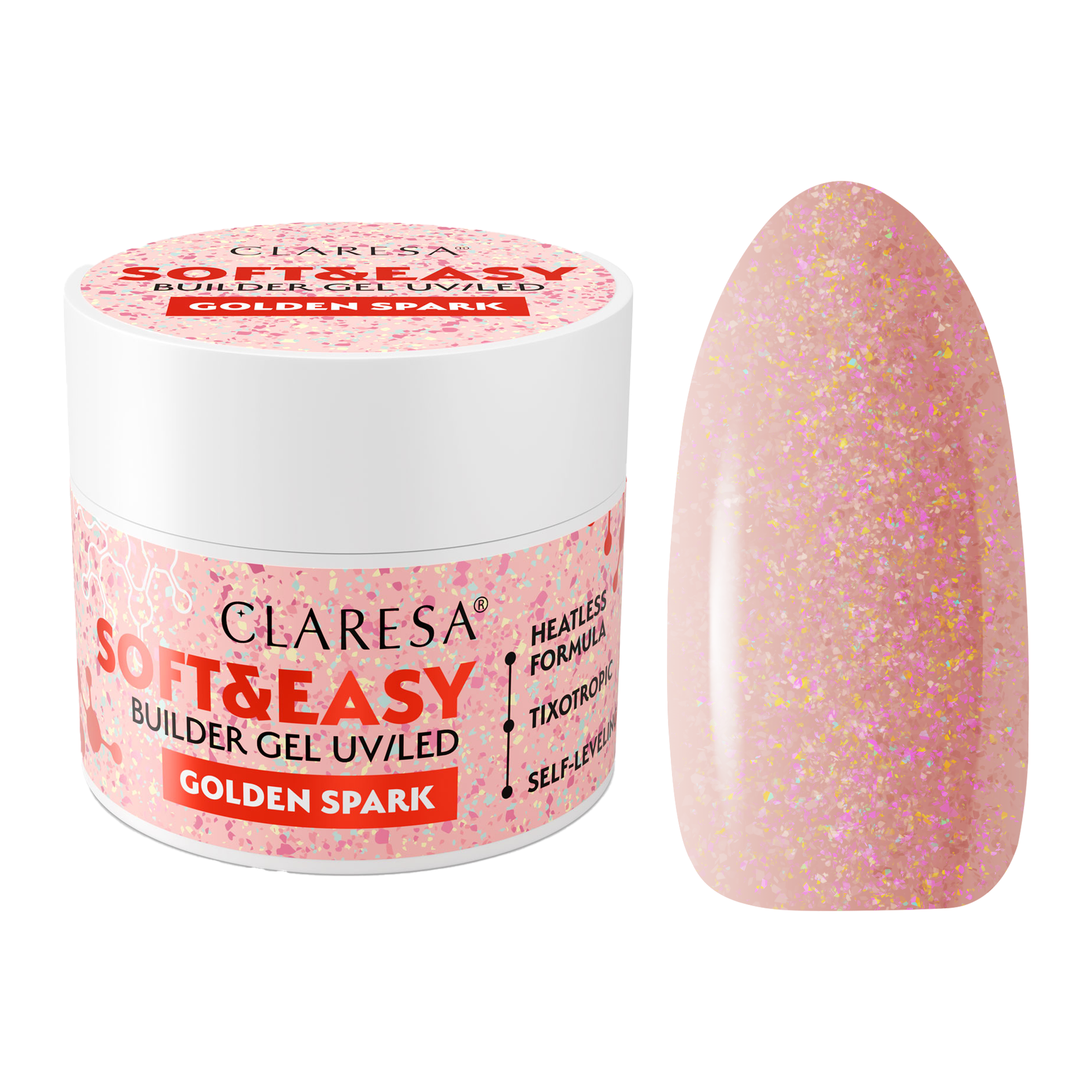CLARESA Soft&Easy Builder Gél 12g - Golden Spark