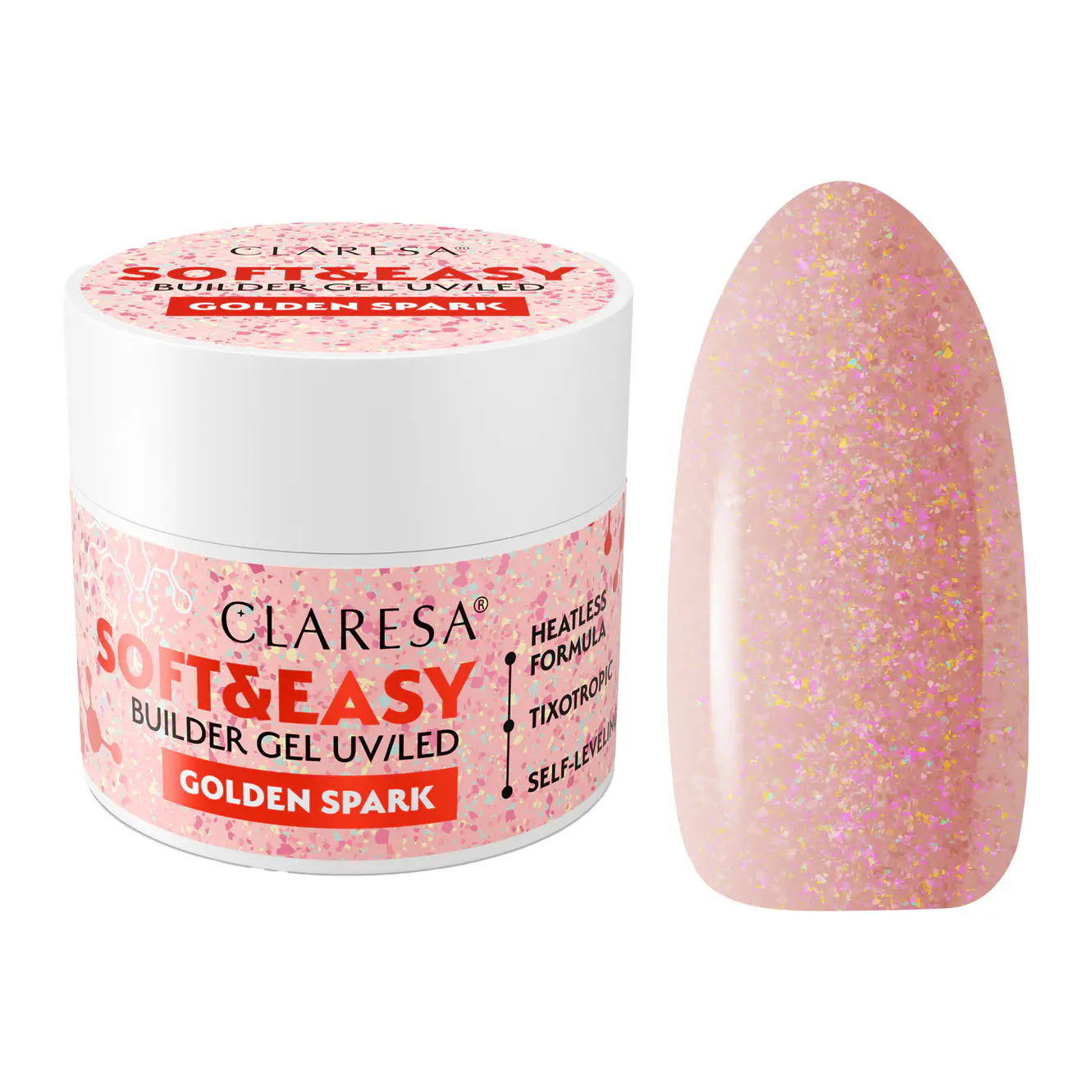 CLARESA Soft&Easy Builder Gél 12g - Golden Spark
