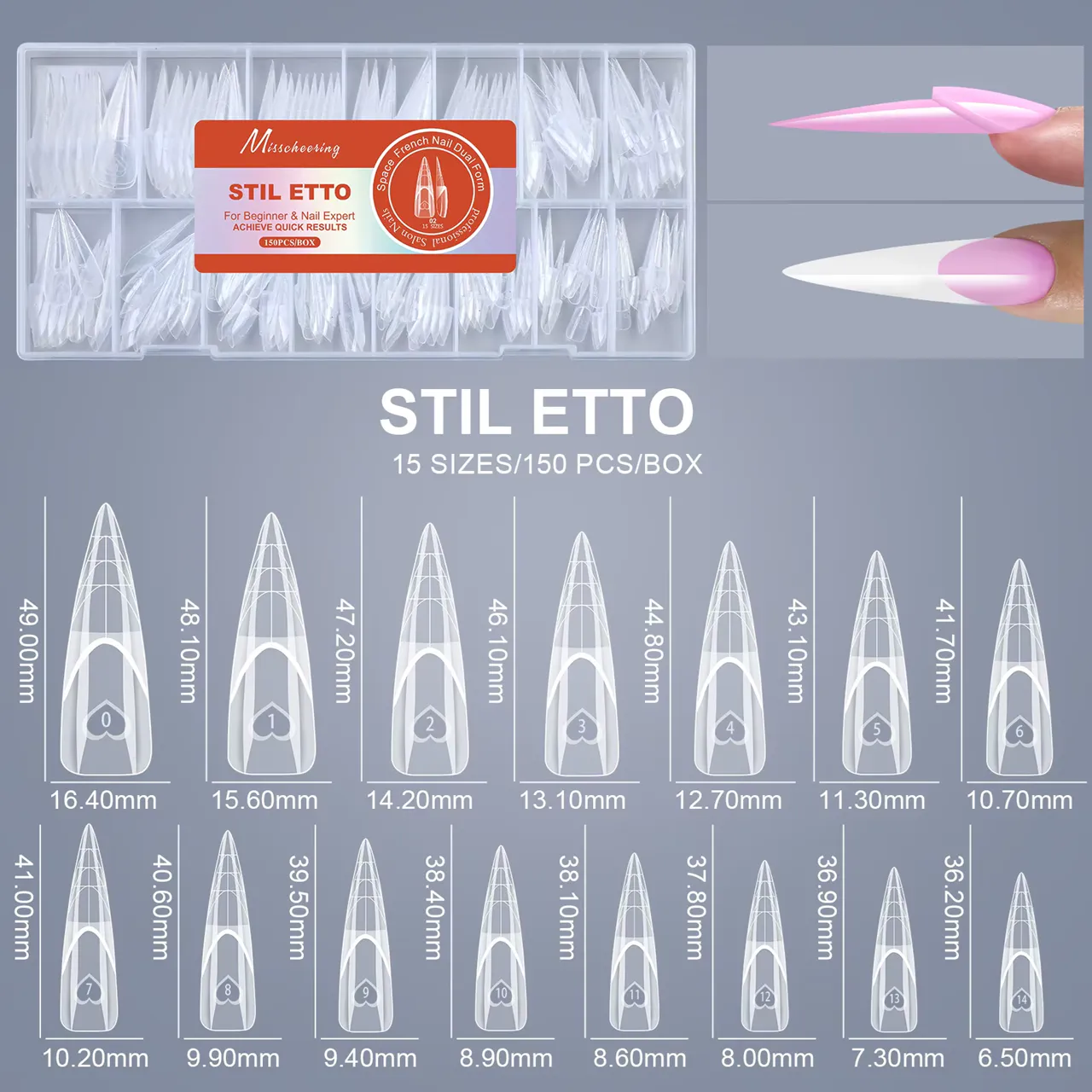 Francia Reverse Tip - 150 db/box - Stiletto