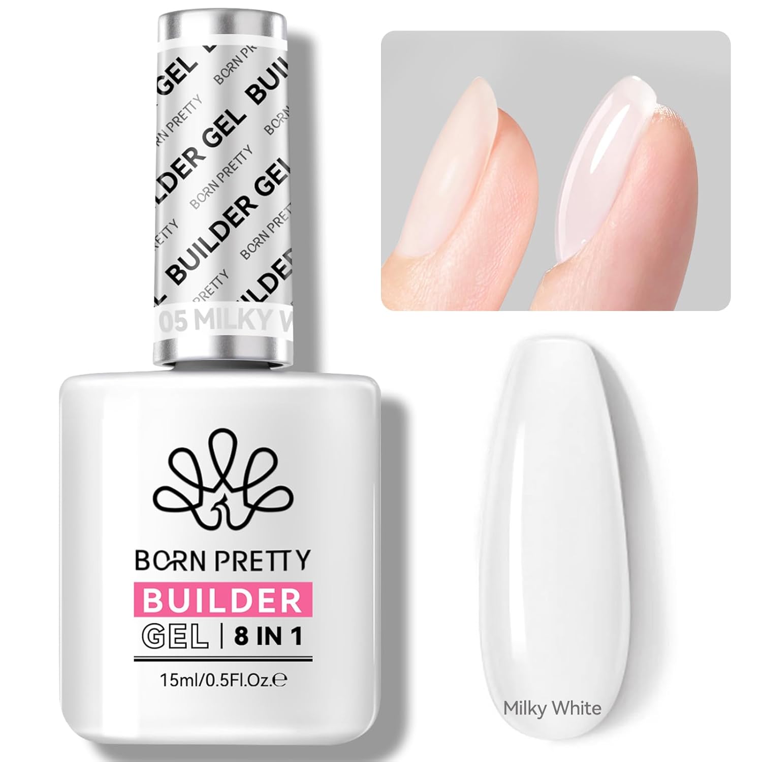 Born Pretty 8in1 Builder Gél 15 ml No.05 Milky White