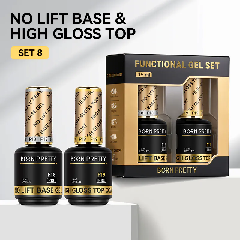 Born Pretty PRO Technikai szett - No.08 - No Lift Base Gel + High Gloss Top Coat - 2x15 ml