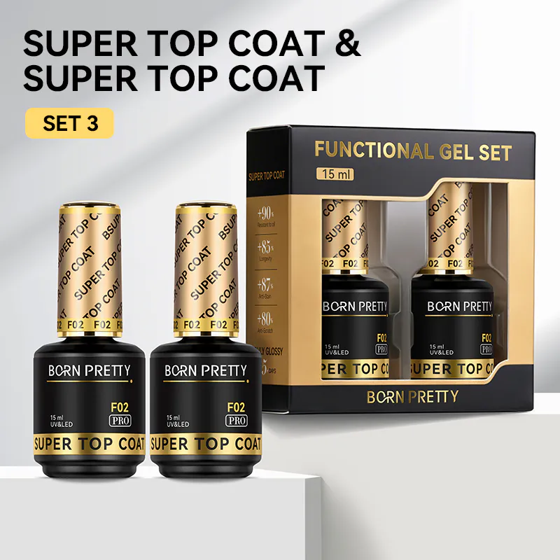 Born Pretty PRO Technikai szett - No.03 - 2 db Super Top Coat - 2x15 ml