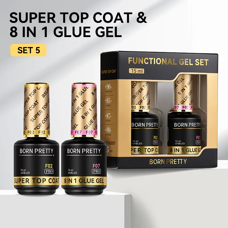 Born Pretty PRO Technikai szett - No.05 - Super Top Coat + 8in1 Base Gel - 2x15 ml