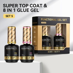 Born Pretty PRO Technikai szett - No.05 - Super Top Coat + 8in1 Base Gel - 2x15 ml