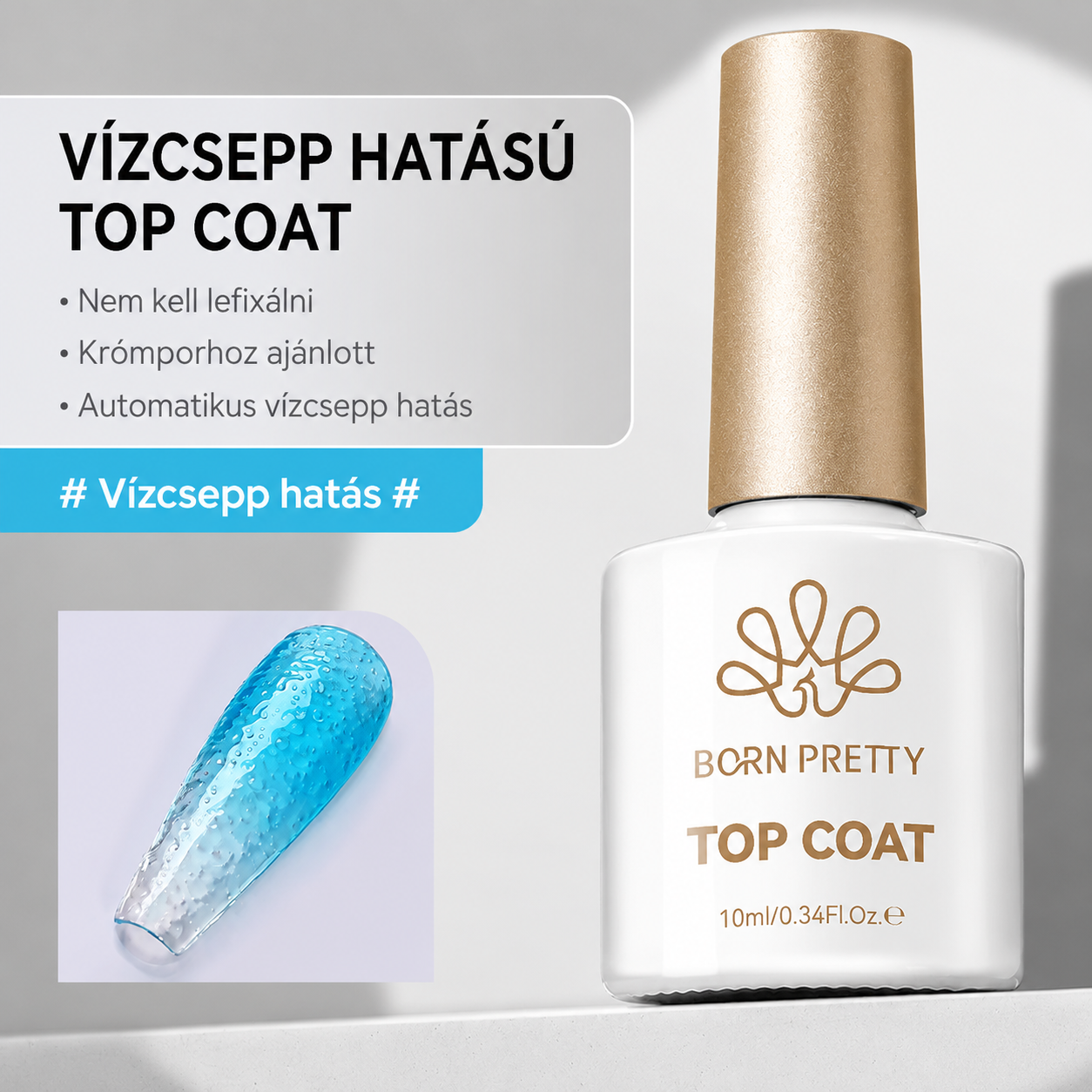 Born Pretty Water Ripple Top Coat - 10 ml - Vízhullám hatású fényzselé 