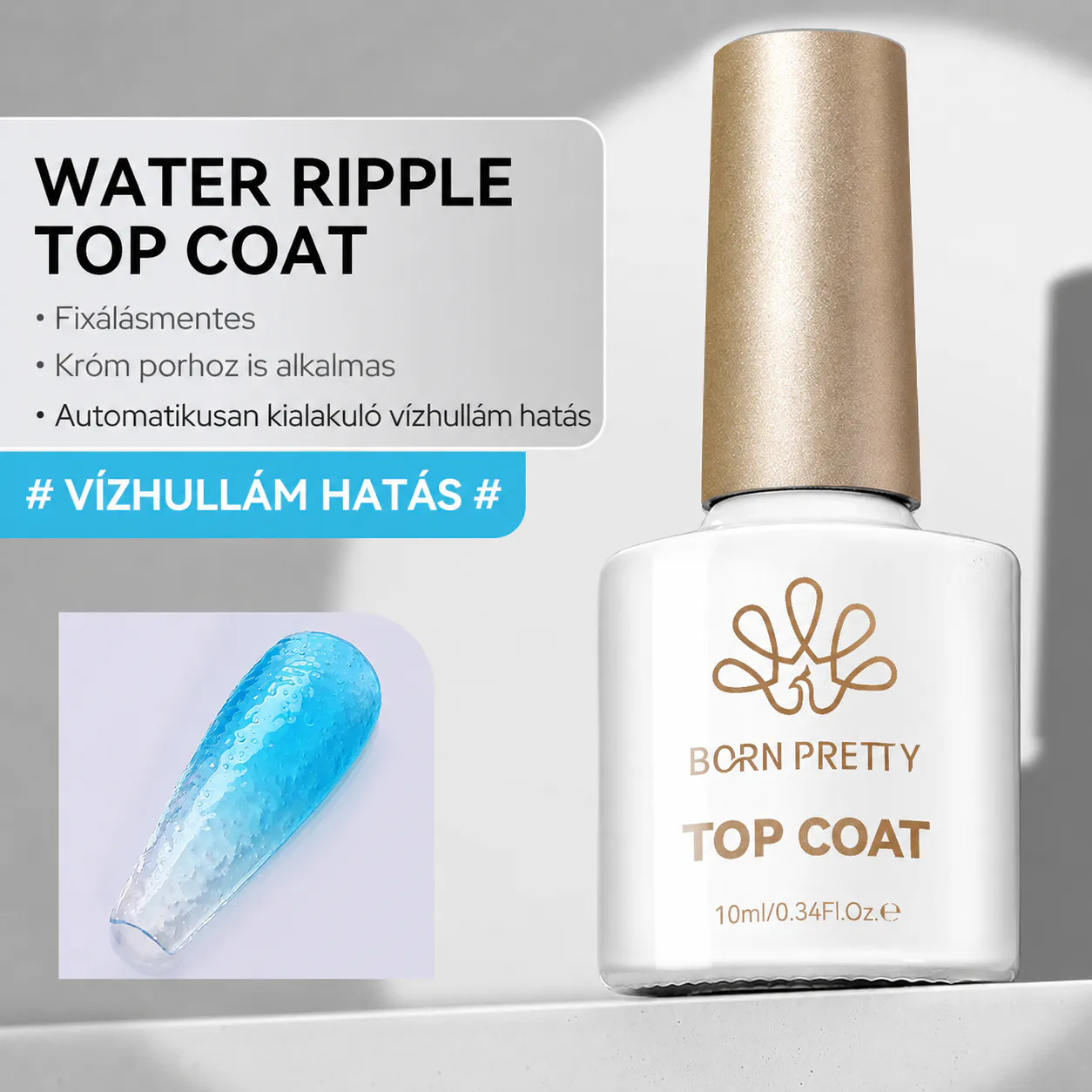 Born Pretty Water Ripple Top Coat - 10 ml - Vízhullám hatású fényzselé 
