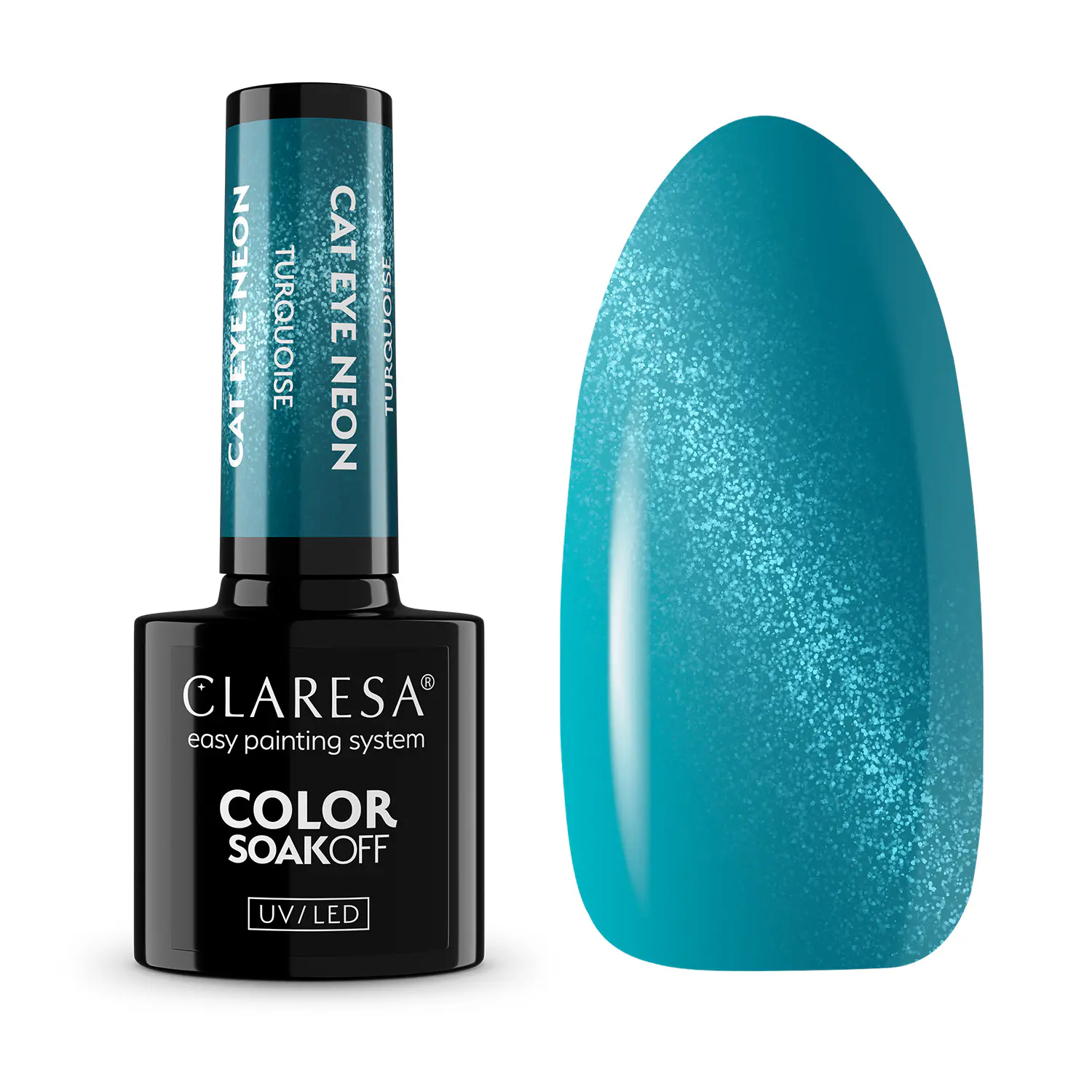 CLARESA UV/LED gél lakk 5g - CAT EYE Neon Turquoise