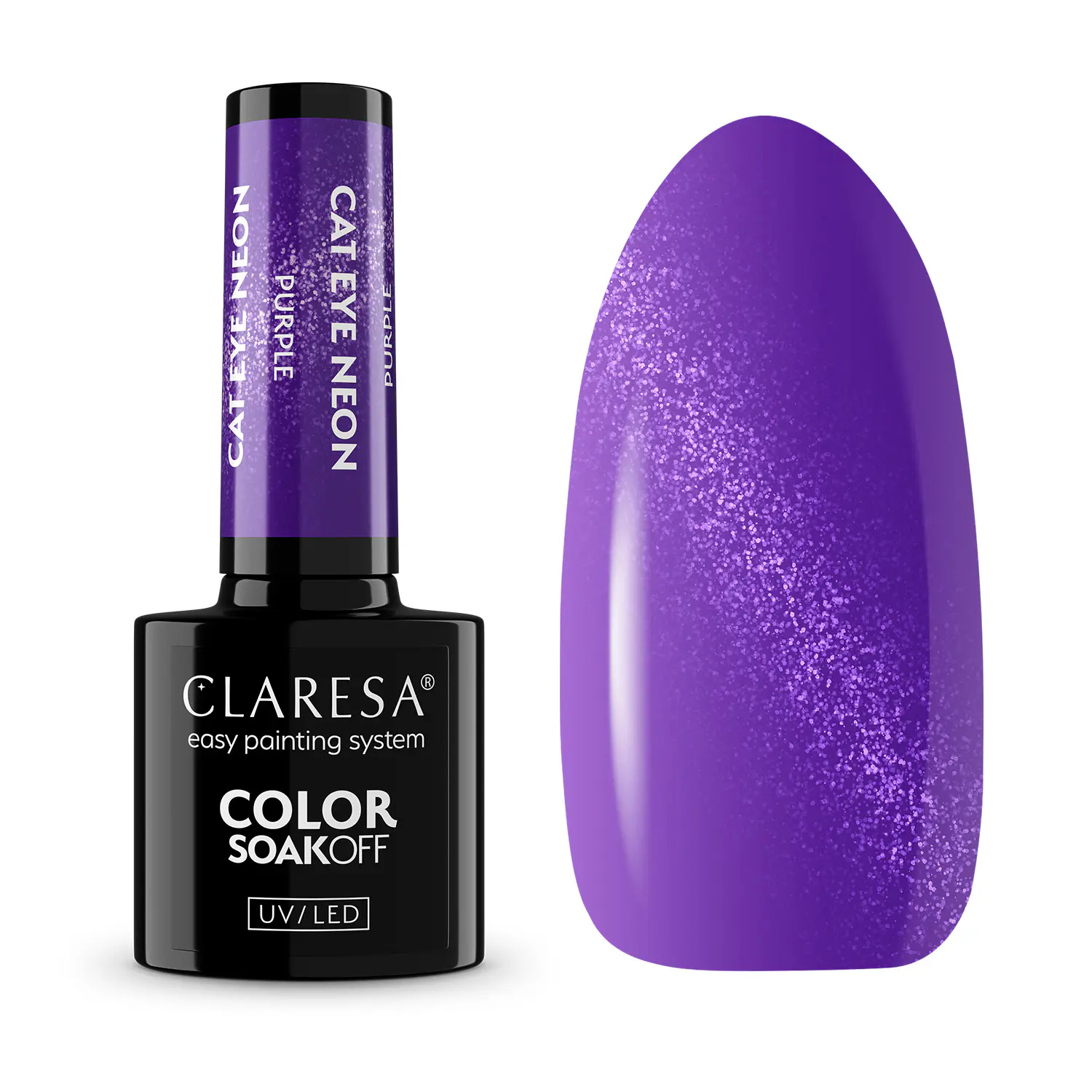 CLARESA UV/LED gél lakk 5g - CAT EYE Neon Purple