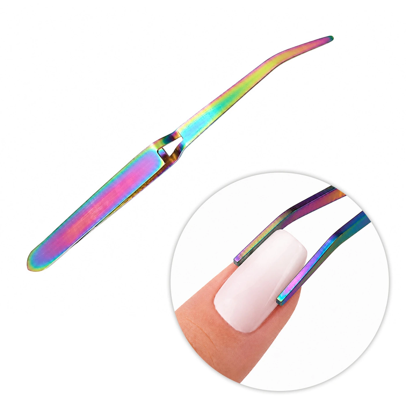 MollyNails önzáró C-ív hajlító csipesz – szivárvány