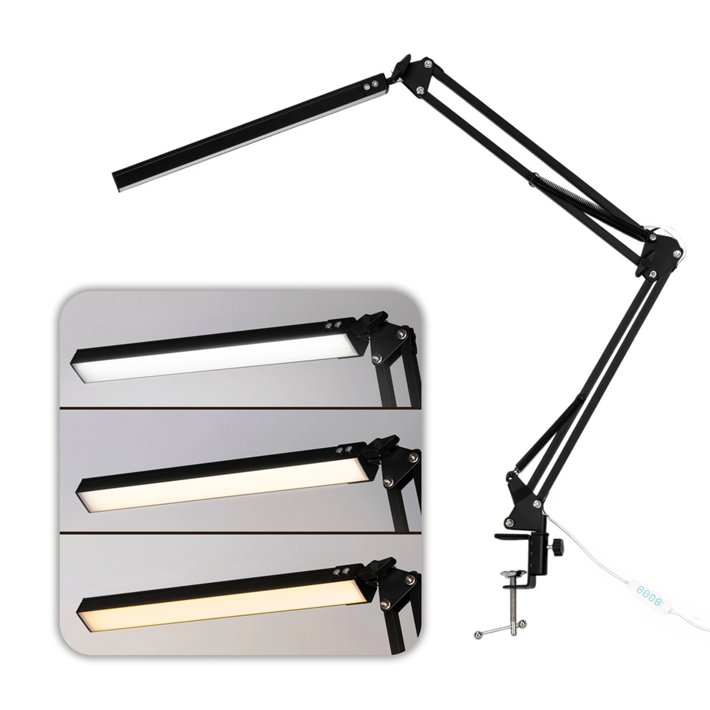 MT-328 csíptetős LED asztali munkalámpa 12W – fekete – 40 LED