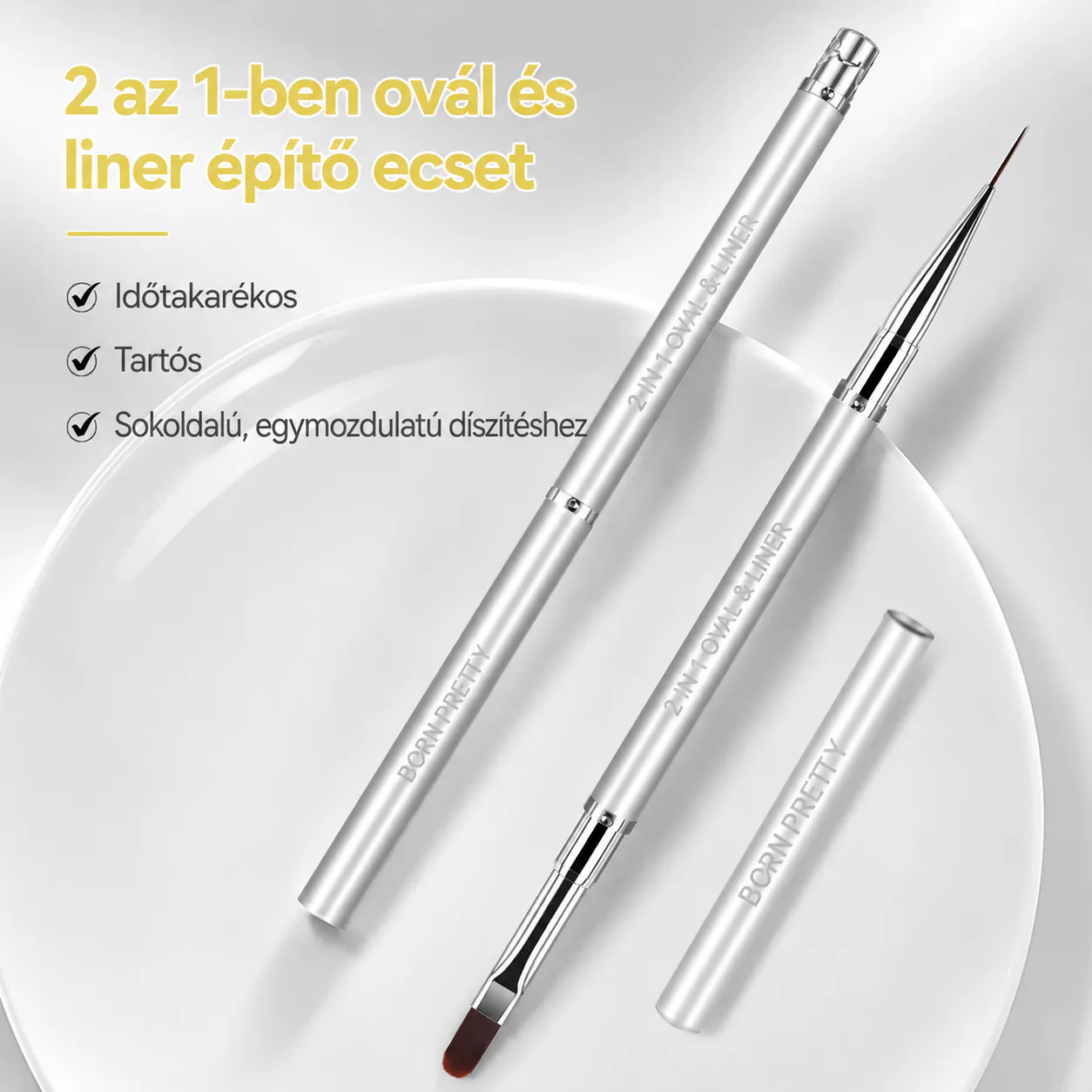 Born Pretty 2in1 ovális és liner ecset