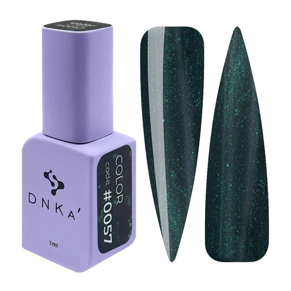 DNKa' Gél lakk 12 ml - No.0057 - sötétzöld, zöld-arany csillámmal