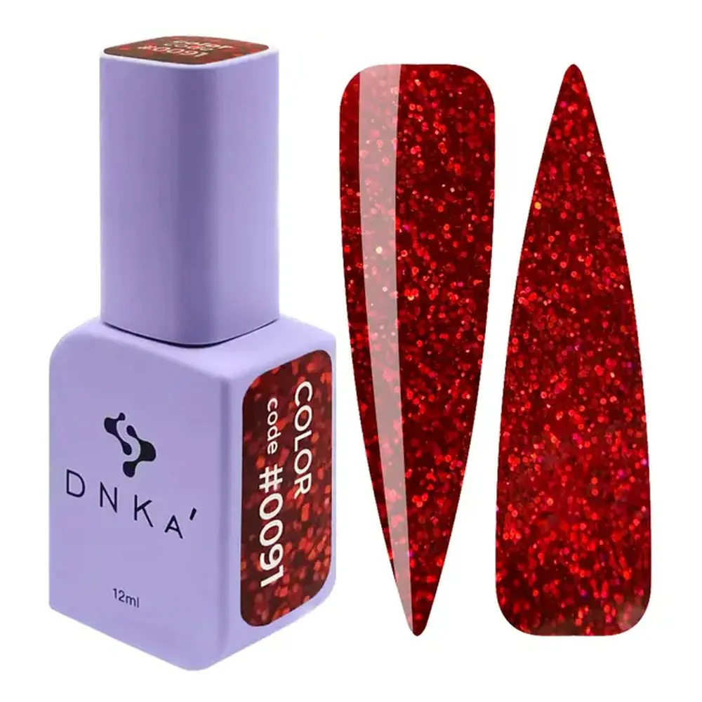 DNKa' Gél lakk 12 ml - No.0091 - piros reflektív csillám