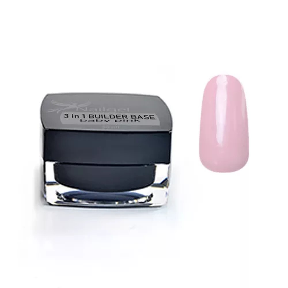 Nailgel 3in1 Builder Base alapozó, építő és ragasztó zselé 50 ml tégely - Baby Pink