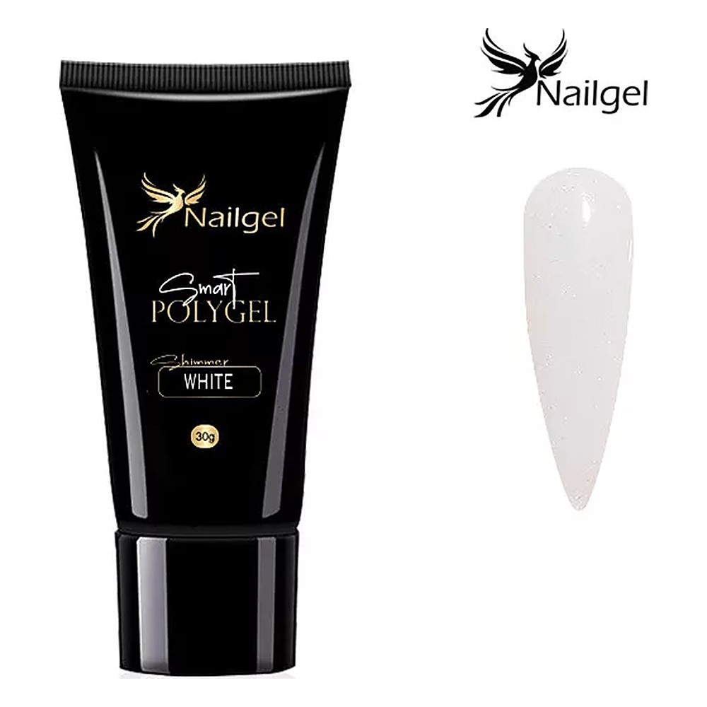 Nailgel Smart Polygel tubusos polygel 30 g - Shimmer White