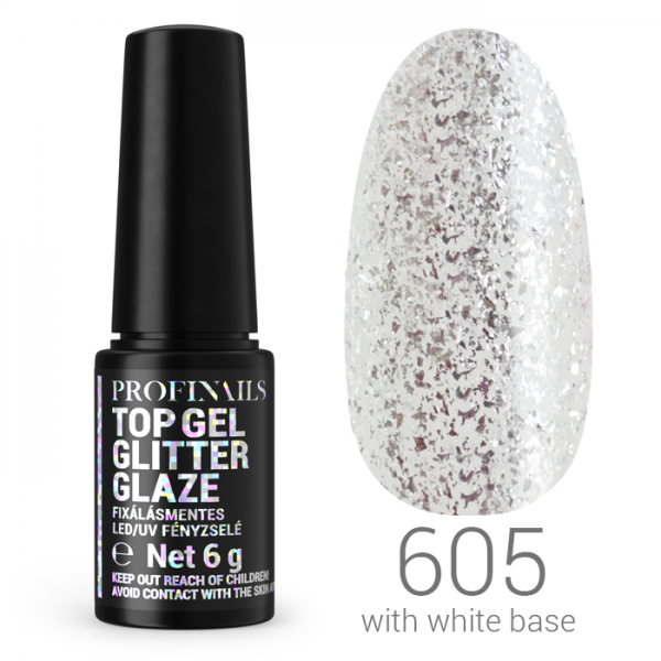 Profinails Top Gél Glitter Glaze fixálásmentes LED/UV fényzselé 6g No. 605