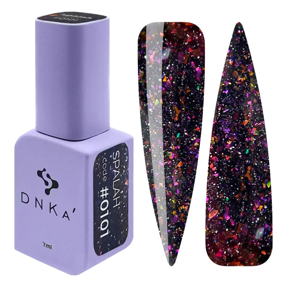 DNKa' Gél lakk 7 ml - No.0101 - Spalah – bordó-fekete holografikus flitter